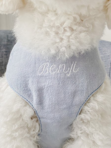Personalised Linen Dog Harnesses - Mr Monty & Me - The Label