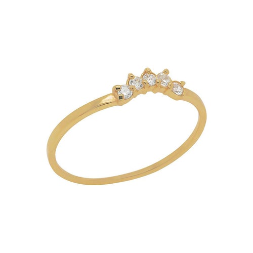 Anillo minimalista con pavé de chevrón - J & Co
