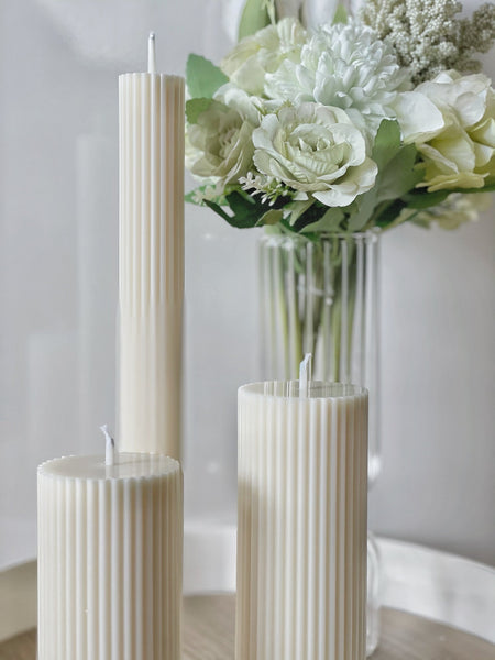 柱狀蠟燭 乳白色 - 高
