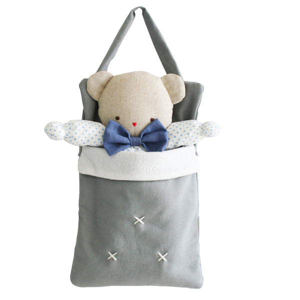 嬰兒娃娃手提包 - 灰色亞麻 - Alimrose