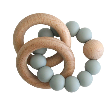 Anillos Mordedor de Madera de Haya - Verde Salvia - Alimrose
