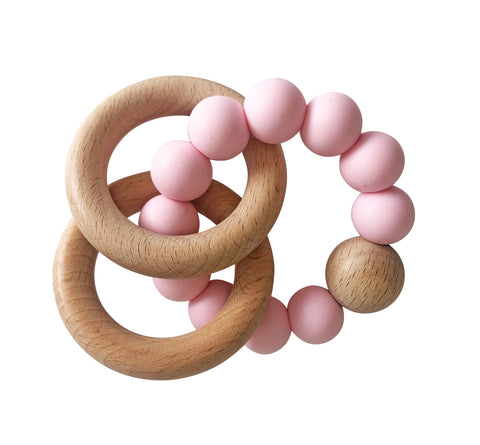 Set Anillos Mordedor de Madera de Haya - Agua de Rosas - Alimrose